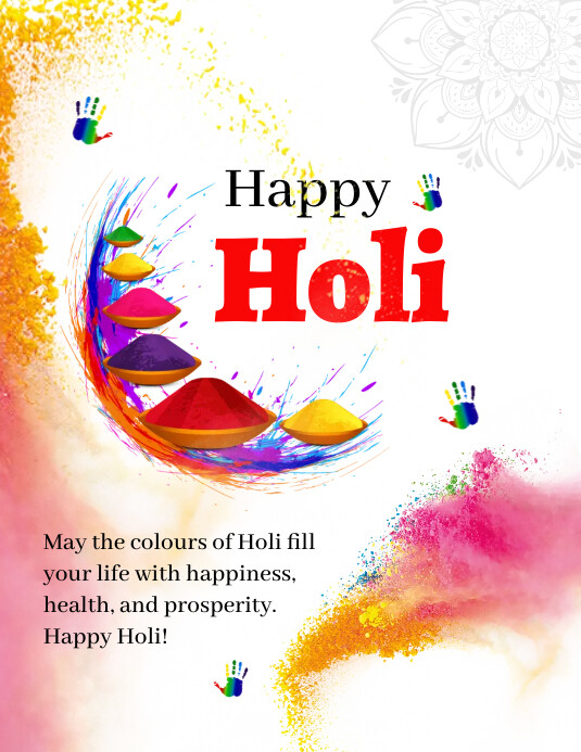 Holi Poster Design | Holi Design | Happy Holi Ulotka (US Letter) template